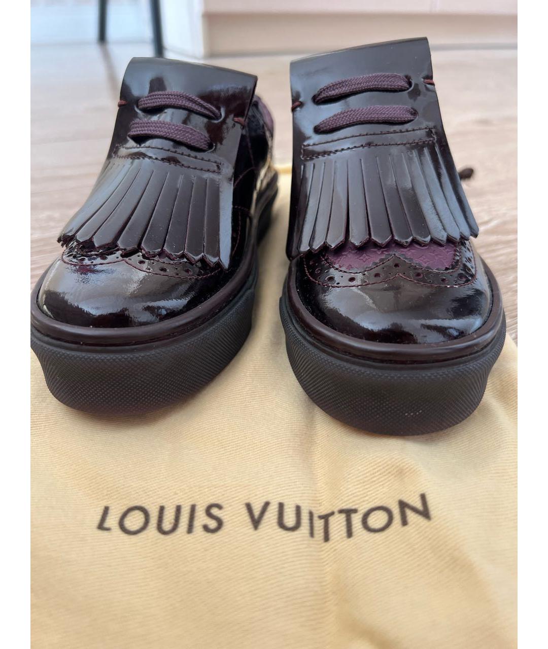 LOUIS VUITTON Бордовые лоферы/мокасины из лакированной кожи, фото 2