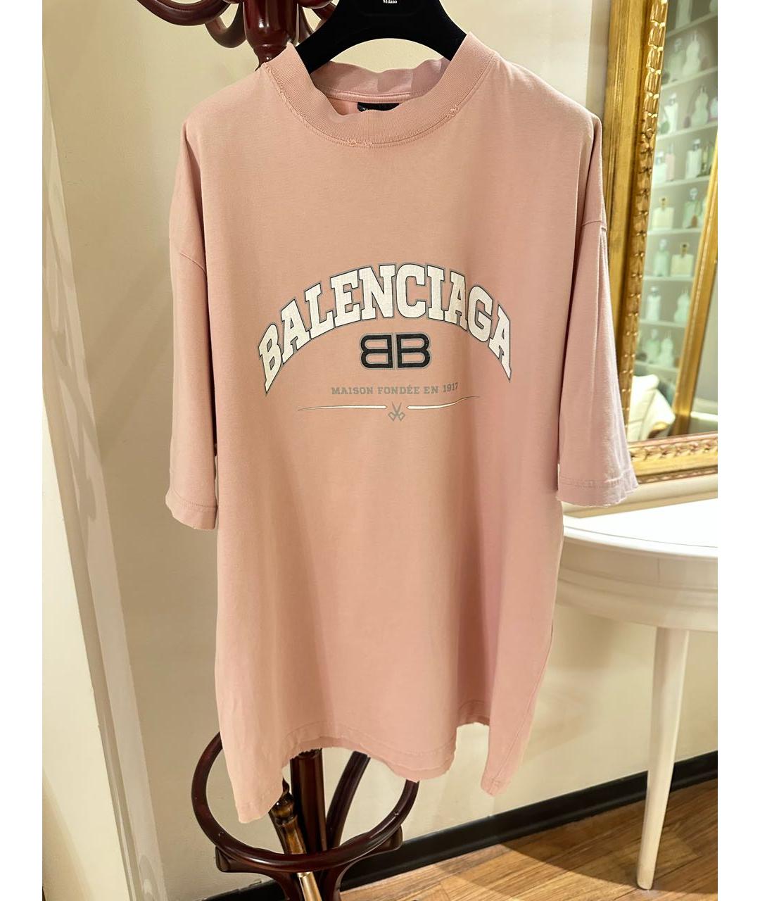 BALENCIAGA Бежевая хлопковая футболка, фото 7