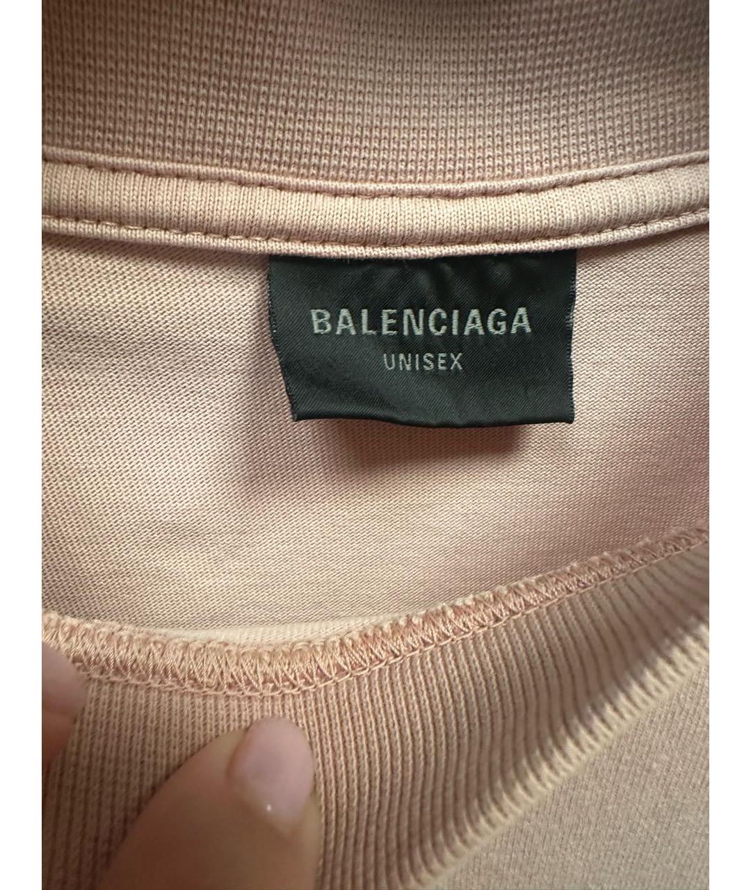 BALENCIAGA Бежевая хлопковая футболка, фото 3