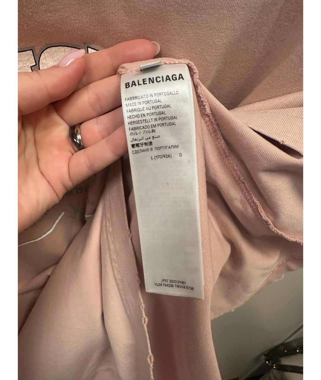 BALENCIAGA Бежевая хлопковая футболка, фото 5