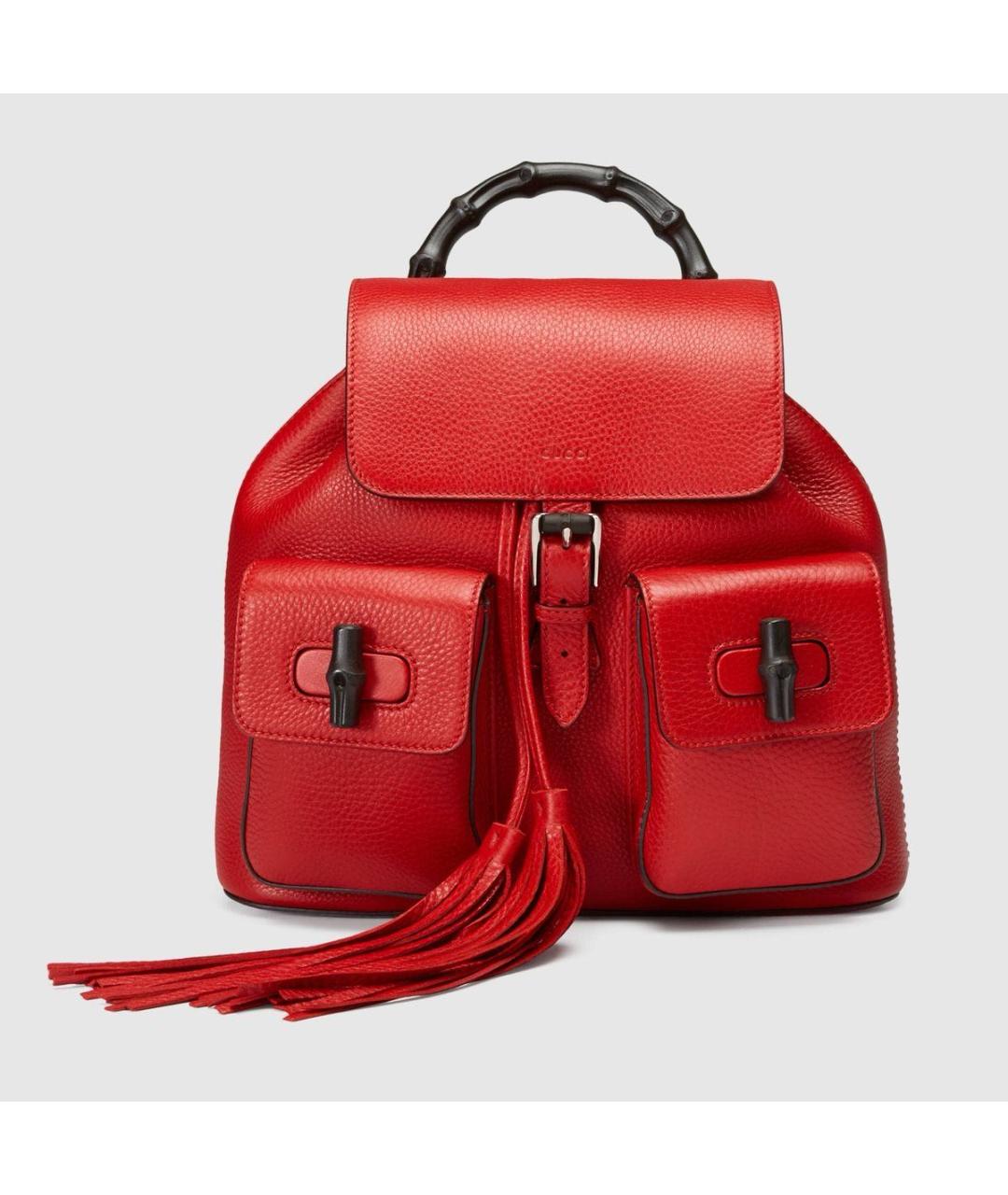 GUCCI Красный кожаный рюкзак, фото 9