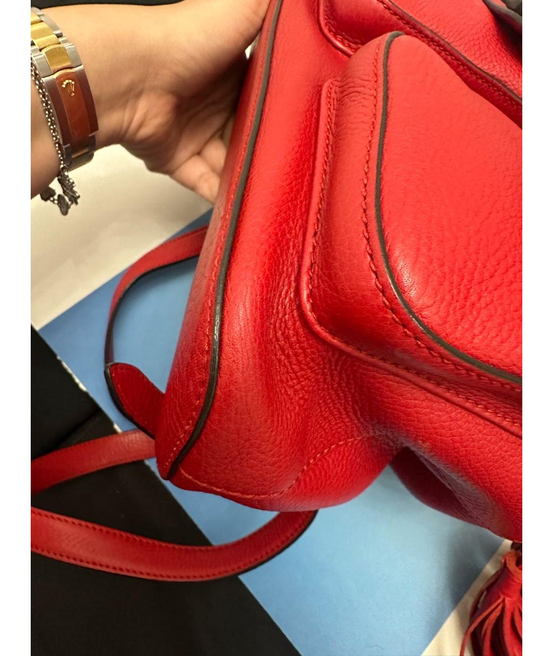 GUCCI Красный кожаный рюкзак, фото 5