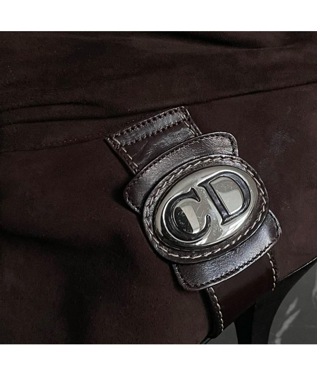 CHRISTIAN DIOR Коричневые замшевые сапоги, фото 7