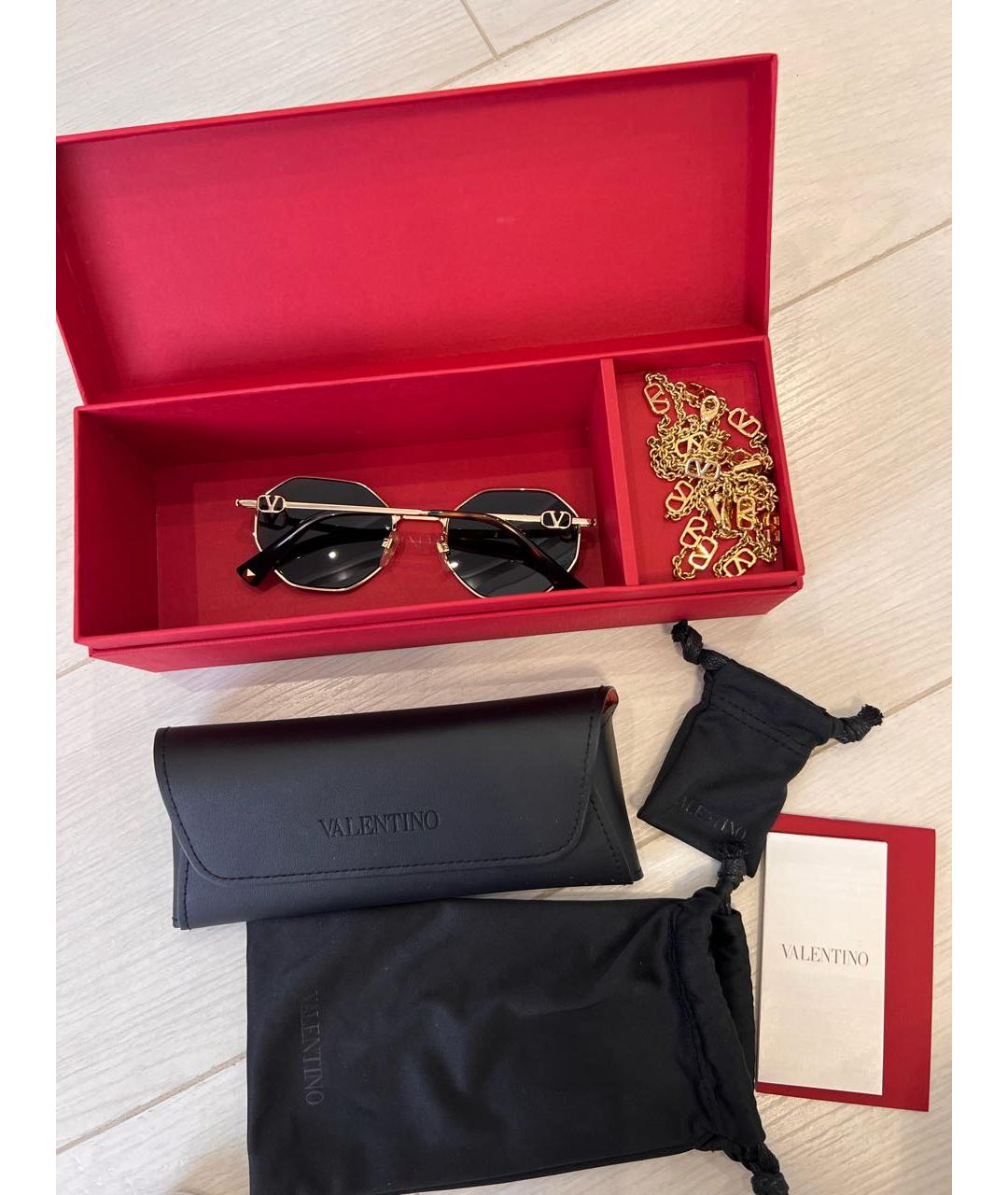 VALENTINO Золотые металлические солнцезащитные очки, фото 7