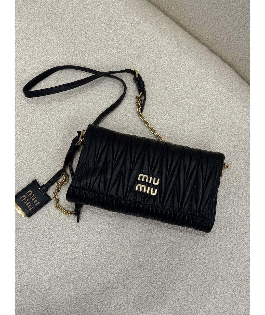 MIU MIU Черная кожаная сумка через плечо, фото 2