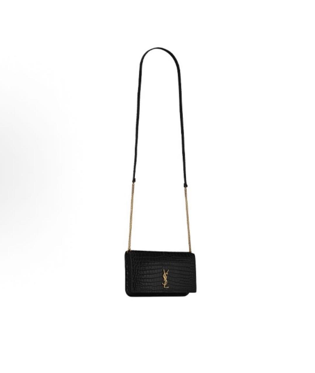 SAINT LAURENT Черная кожаная сумка с короткими ручками, фото 3