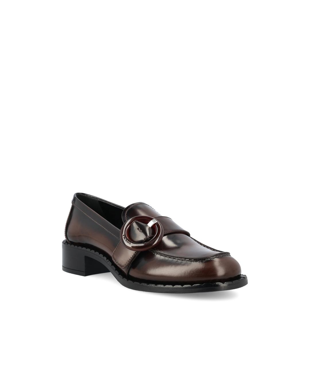 PRADA Коричневые кожаные мокасины, фото 2