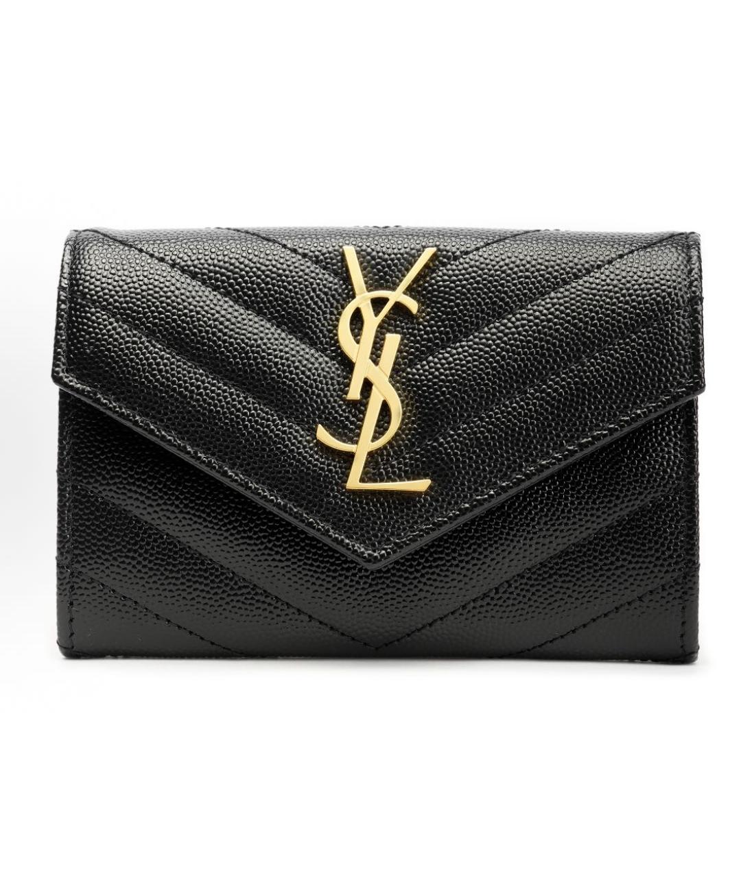 SAINT LAURENT Черный кожаный кошелек, фото 1