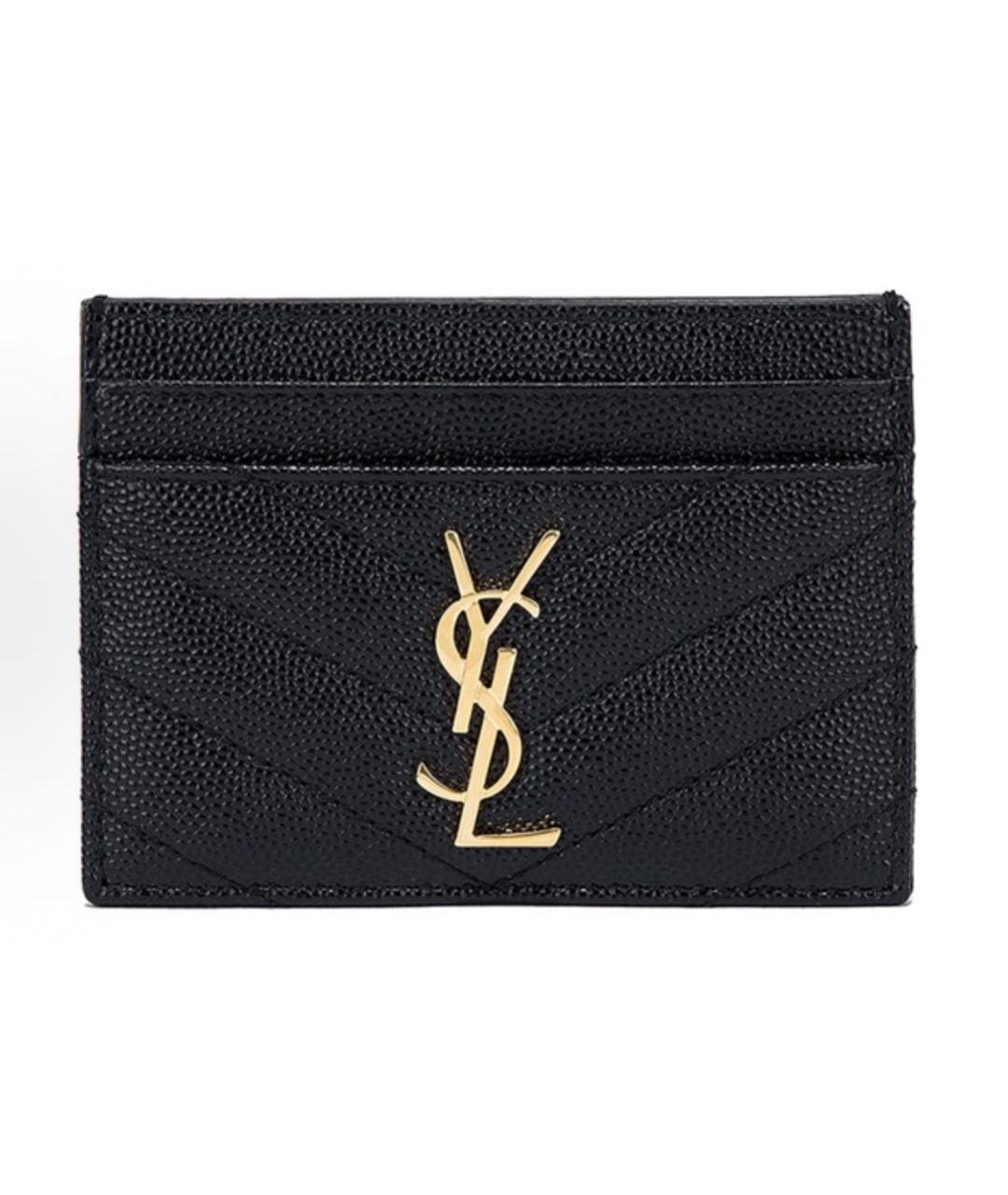 SAINT LAURENT Черный кожаный кардхолдер, фото 1