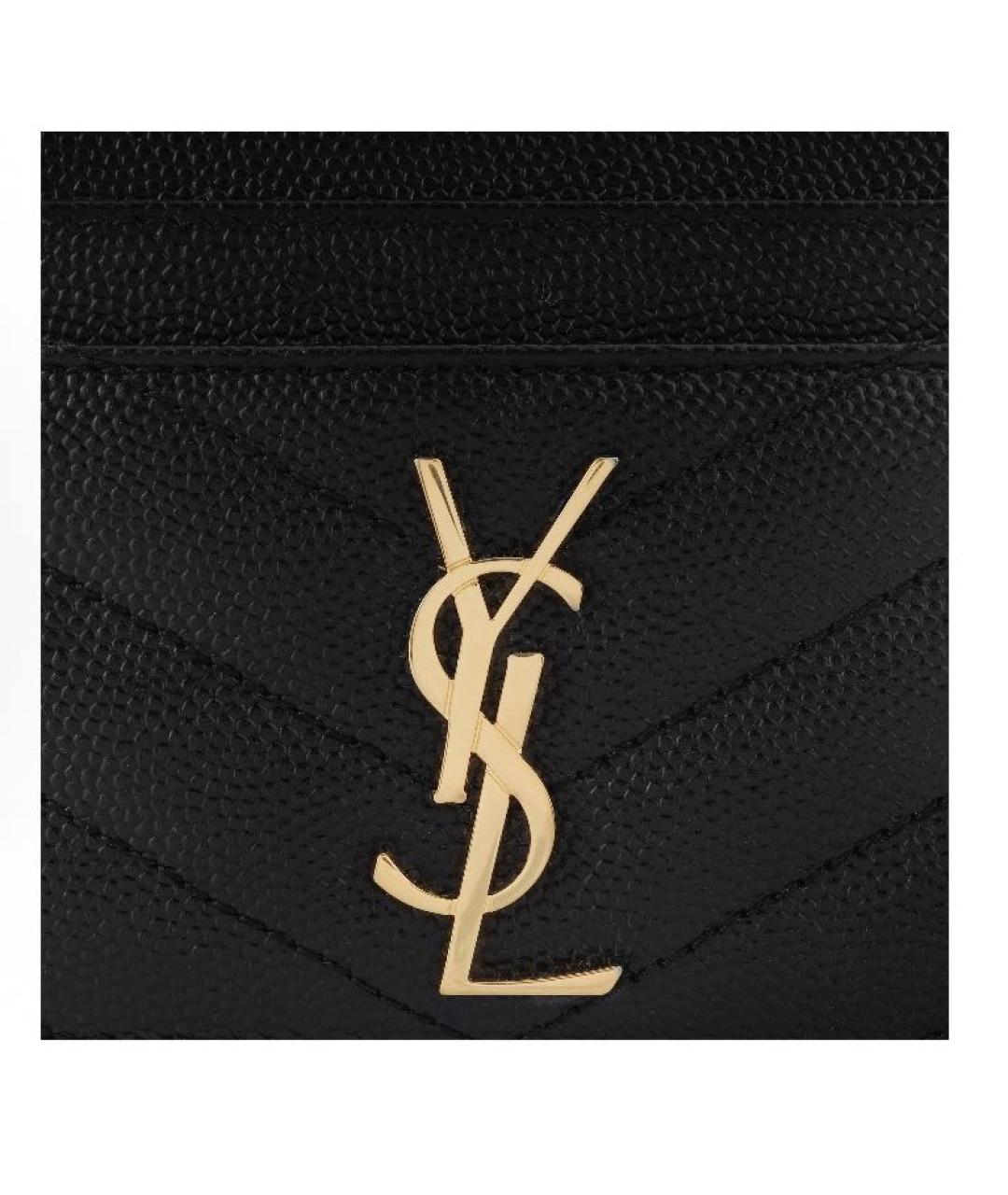 SAINT LAURENT Черный кожаный кардхолдер, фото 7