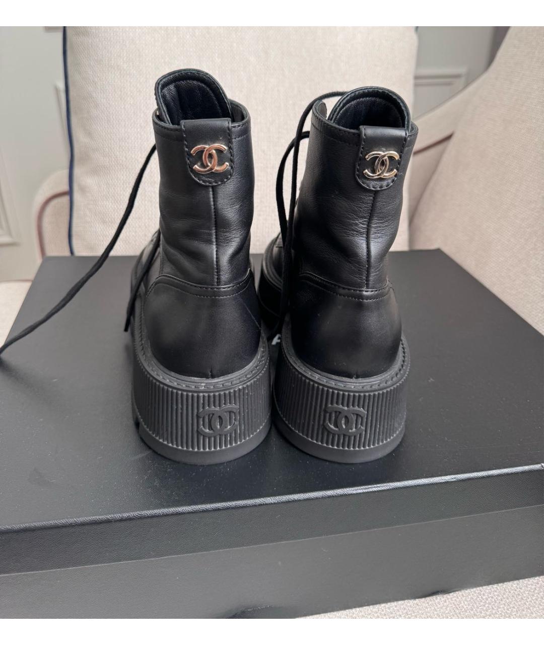 CHANEL Черные кожаные ботинки, фото 3