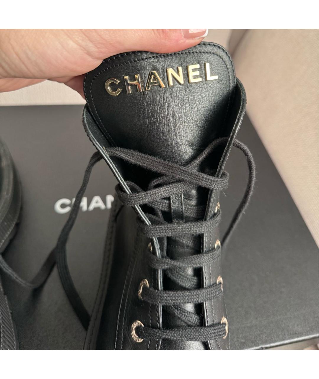 CHANEL Черные кожаные ботинки, фото 5