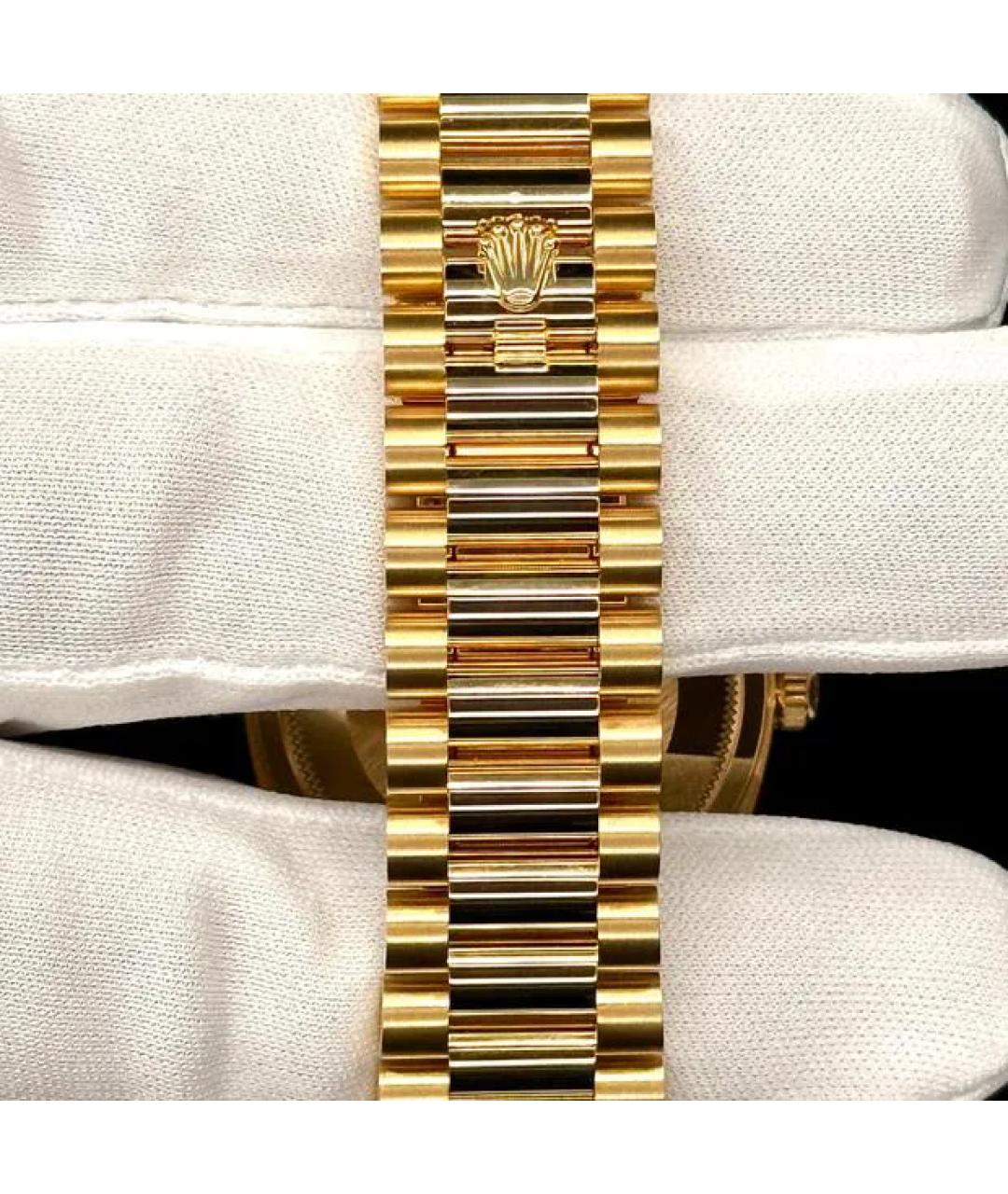 ROLEX Зеленые часы из желтого золота, фото 4