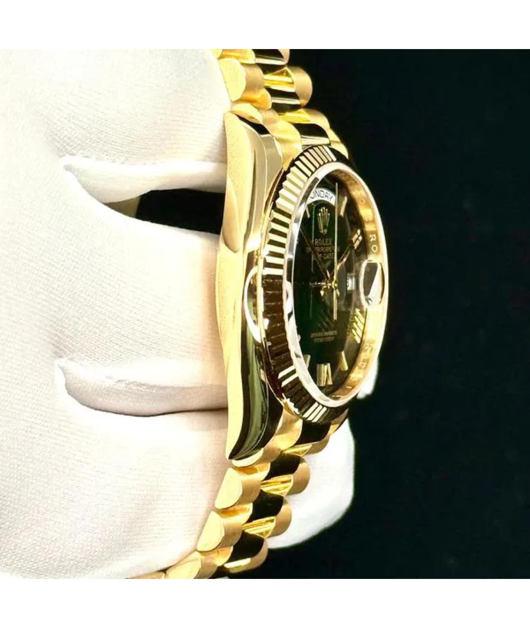 ROLEX Зеленые часы из желтого золота, фото 3