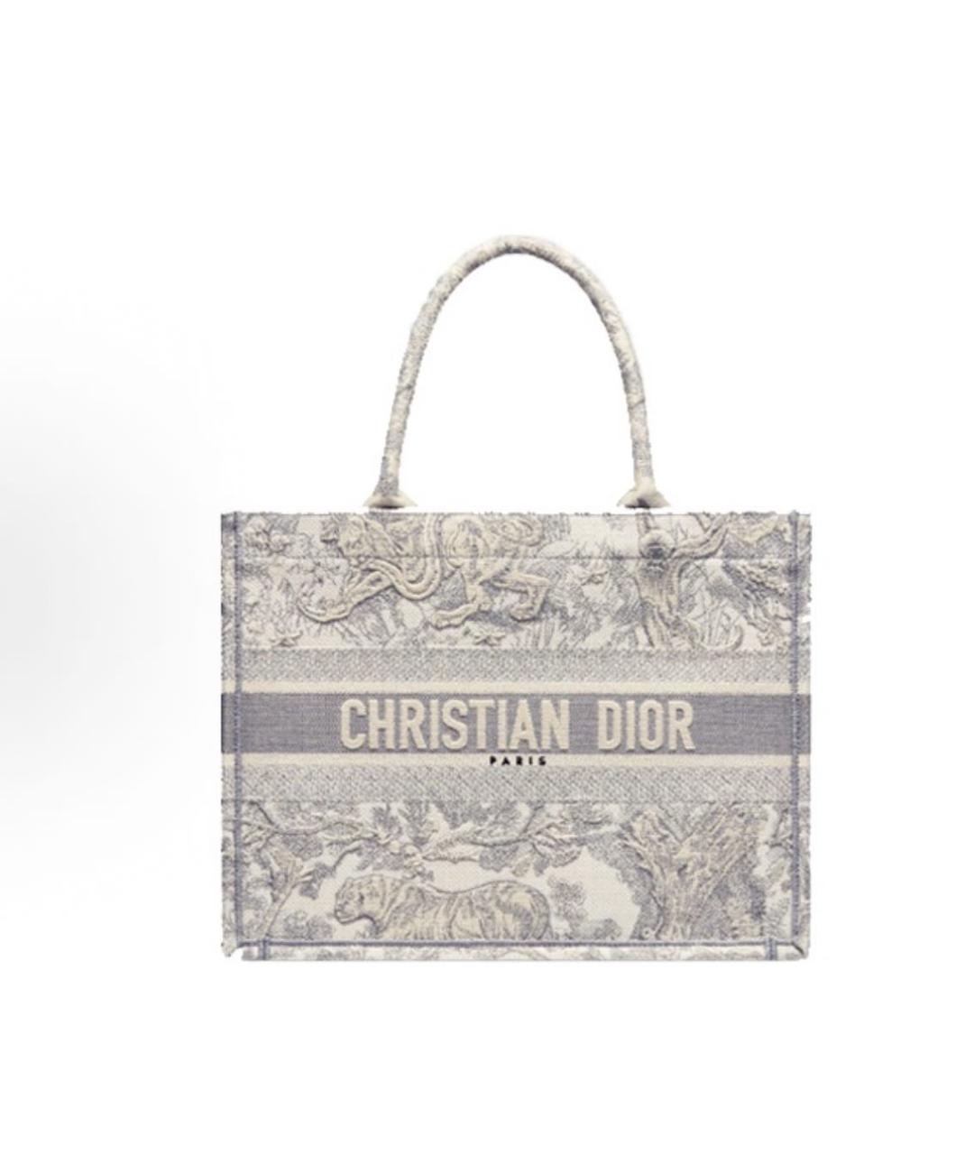 CHRISTIAN DIOR Серая жаккардовая сумка тоут, фото 1