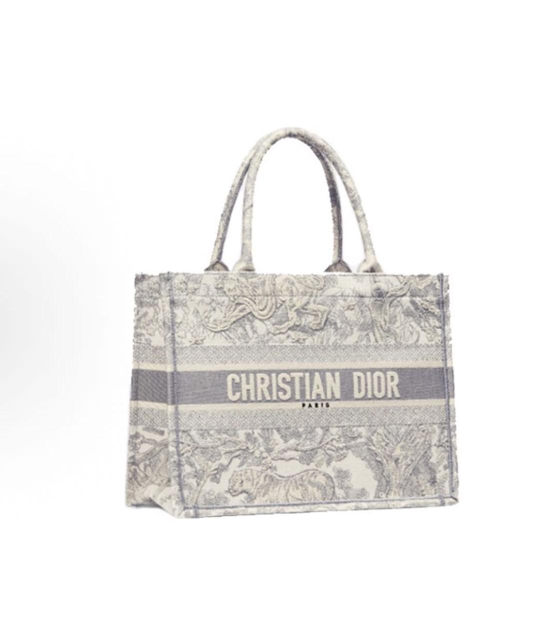 CHRISTIAN DIOR Серая жаккардовая сумка тоут, фото 2