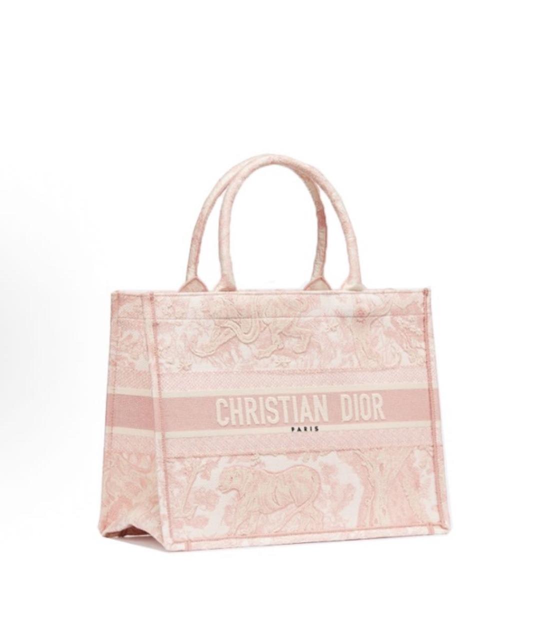 CHRISTIAN DIOR Розовая жаккардовая сумка тоут, фото 2
