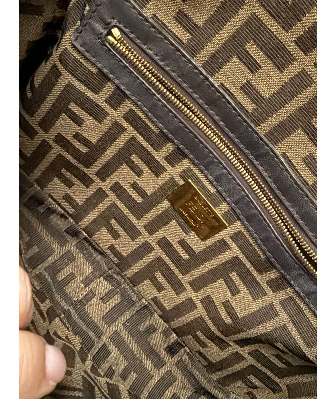 FENDI Коричневая тканевая сумка через плечо, фото 5