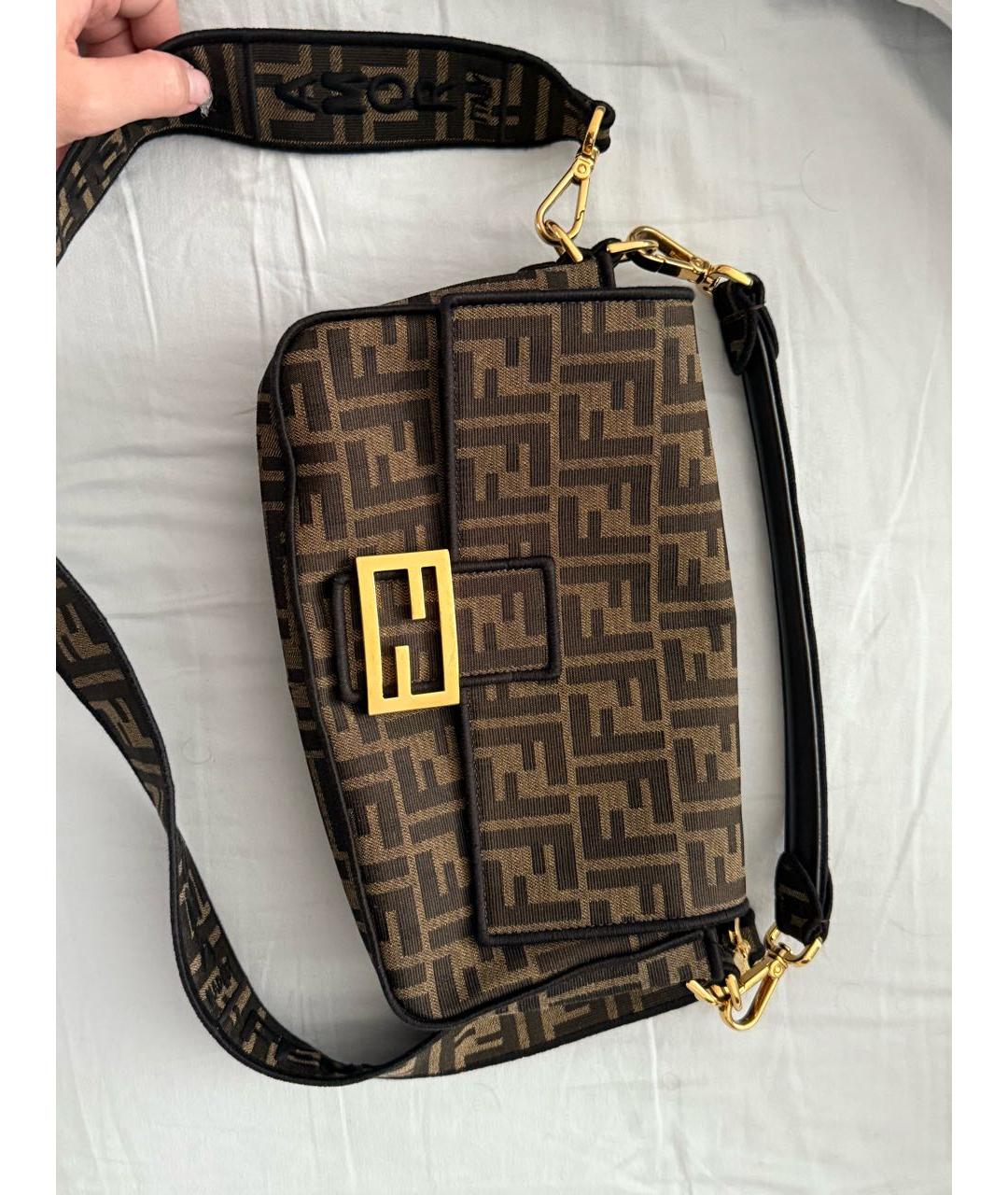 FENDI Коричневая тканевая сумка через плечо, фото 2