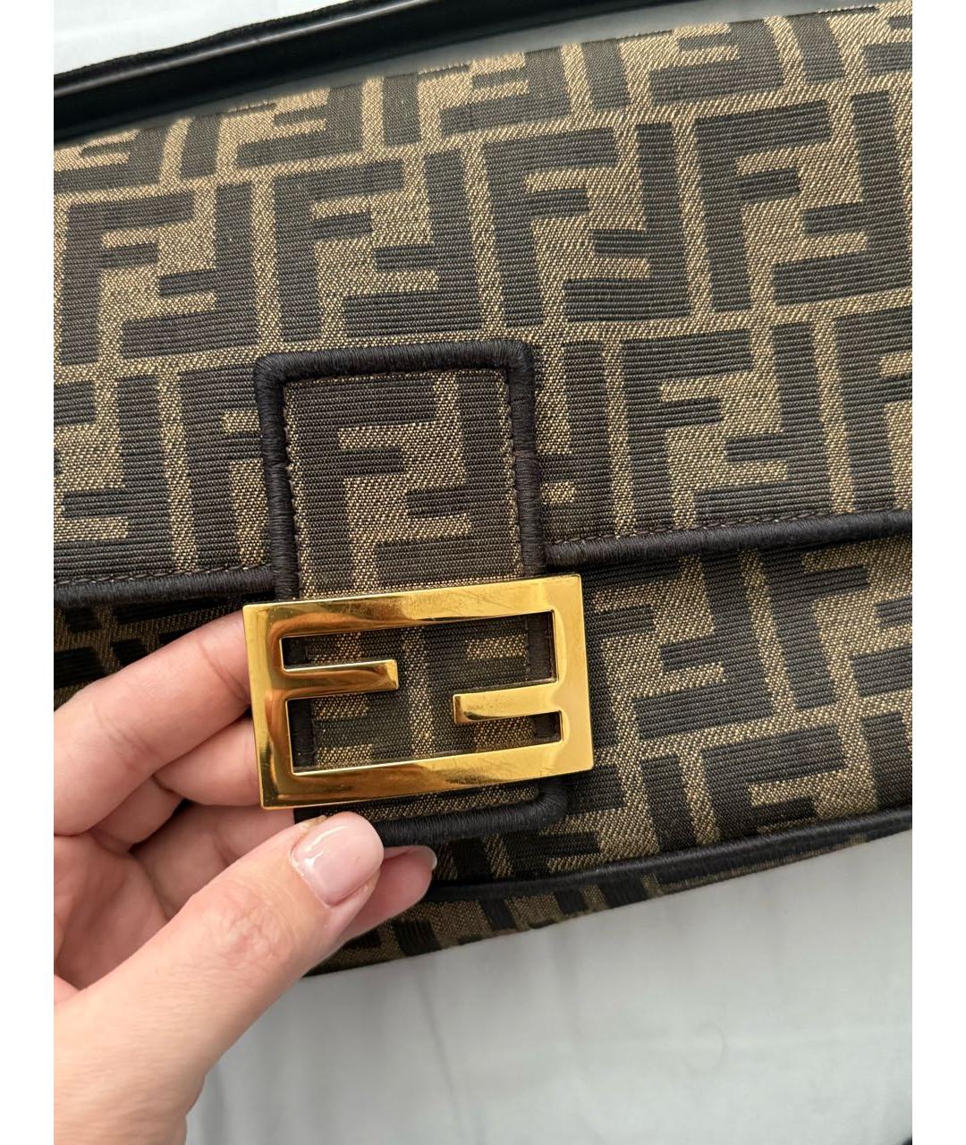 FENDI Коричневая тканевая сумка через плечо, фото 3