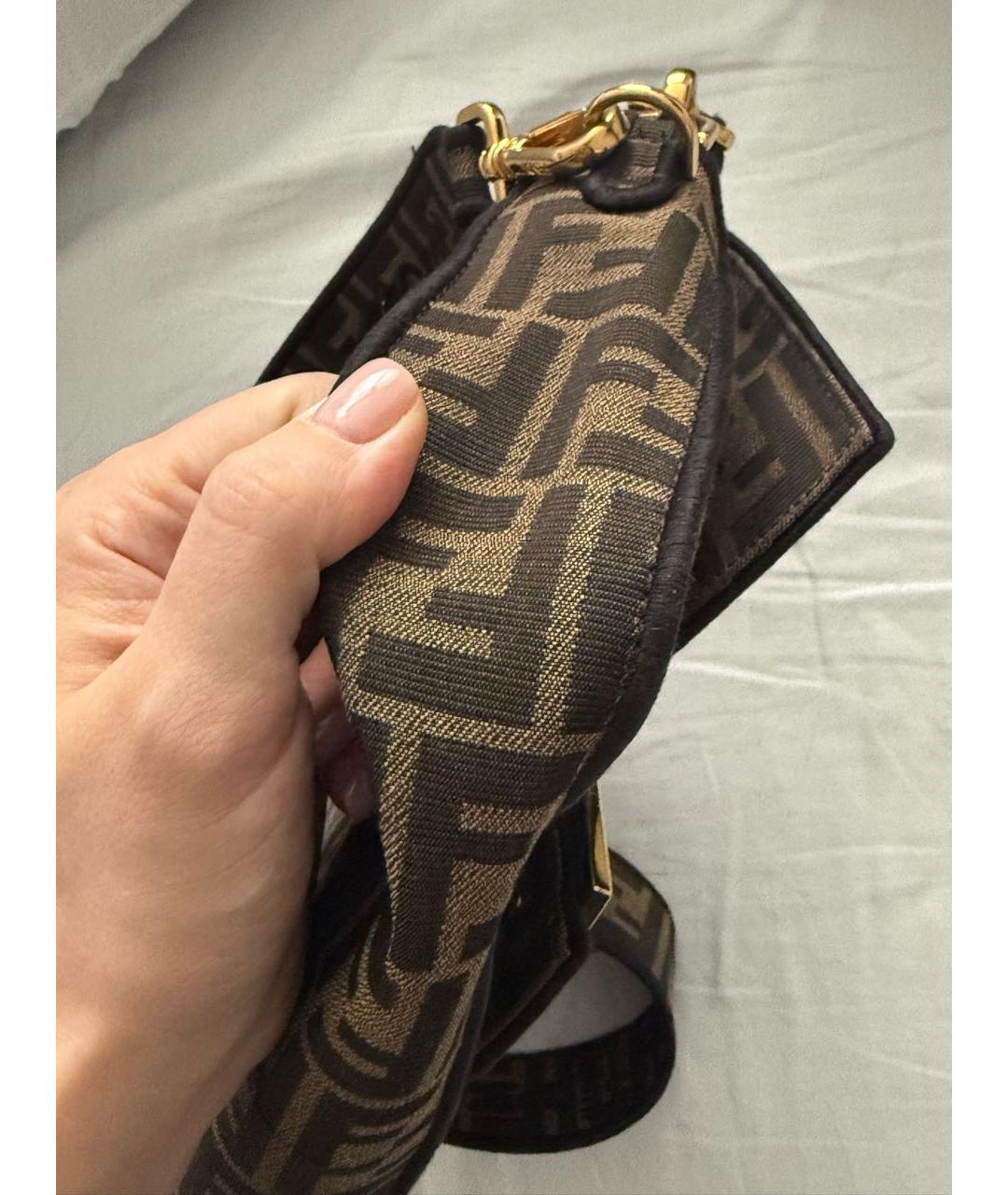 FENDI Коричневая тканевая сумка через плечо, фото 4
