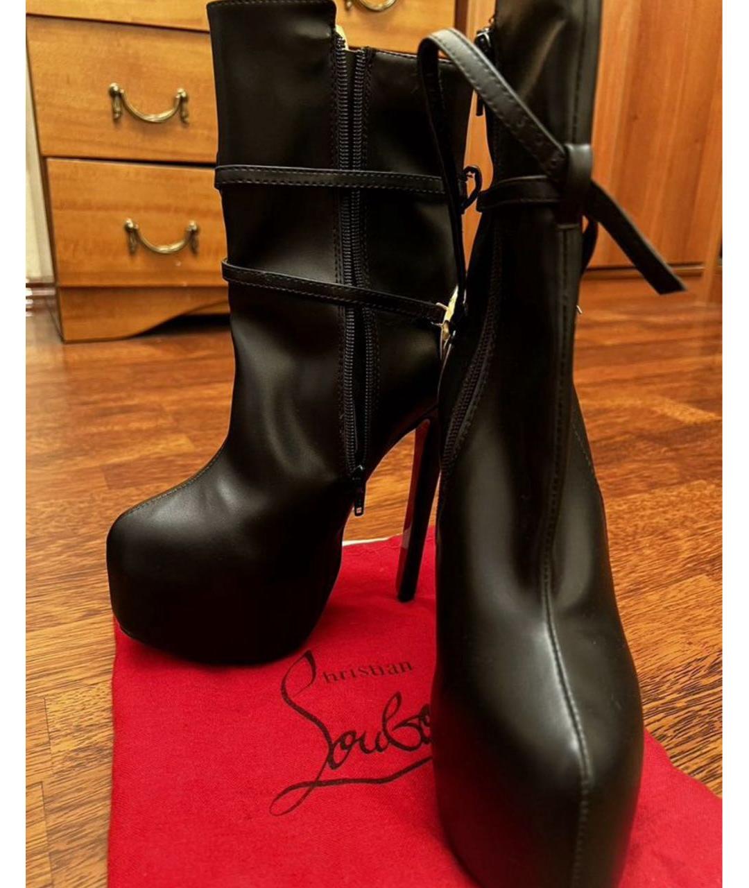 CHRISTIAN LOUBOUTIN Черные кожаные ботильоны, фото 3