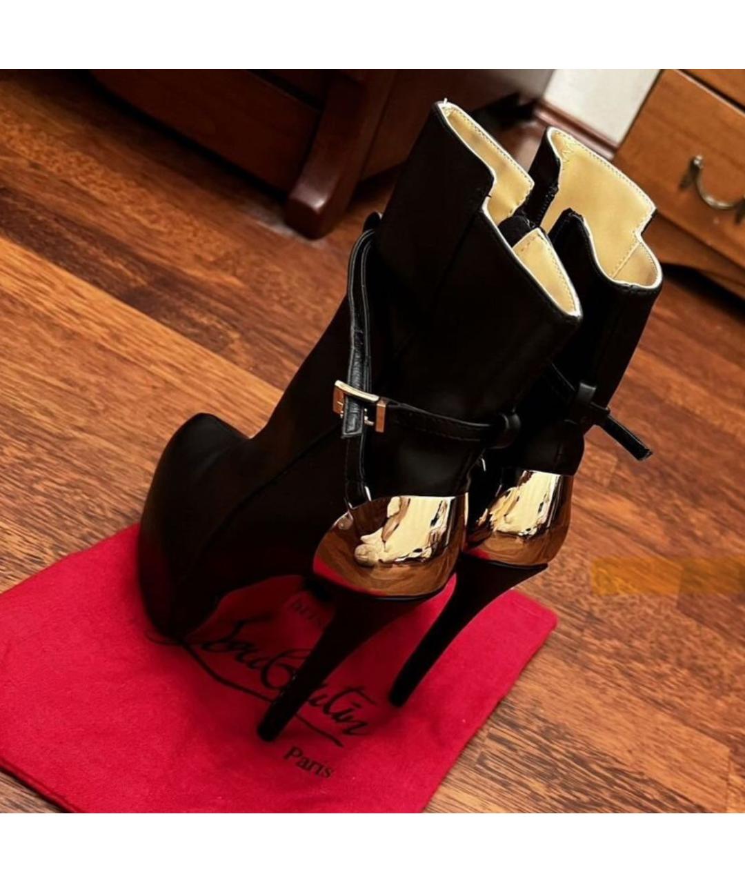 CHRISTIAN LOUBOUTIN Черные кожаные ботильоны, фото 4