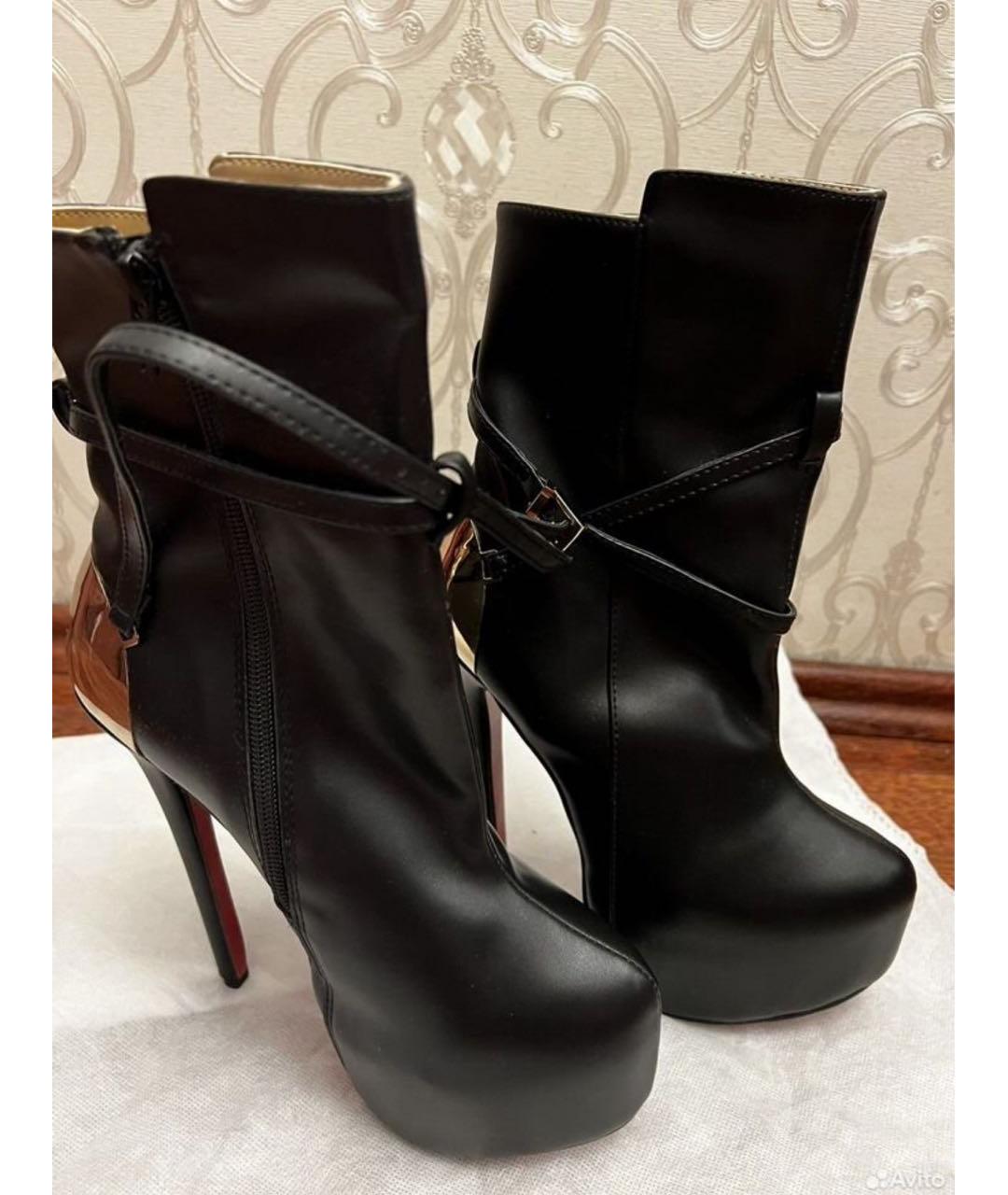 CHRISTIAN LOUBOUTIN Черные кожаные ботильоны, фото 2