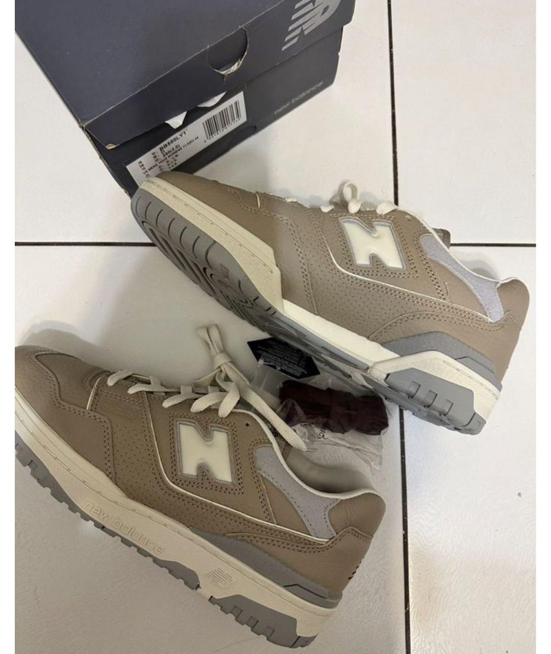 NEW BALANCE Коричневые кожаные низкие кроссовки / кеды, фото 3