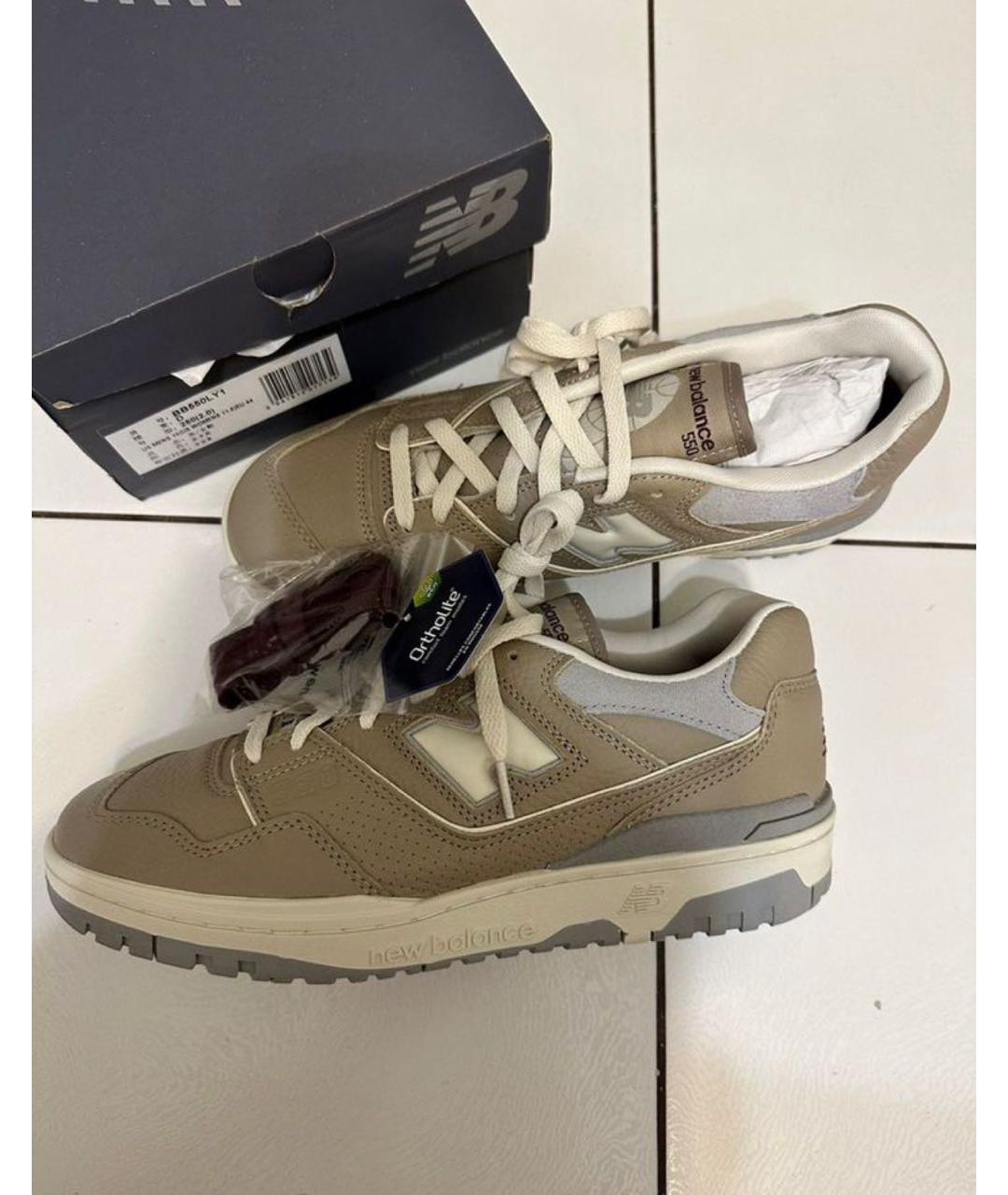 NEW BALANCE Коричневые кожаные низкие кроссовки / кеды, фото 2