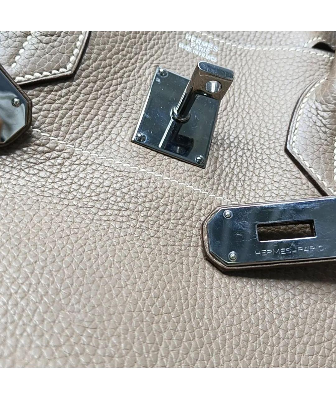 HERMES Коричневая кожаная сумка тоут, фото 6