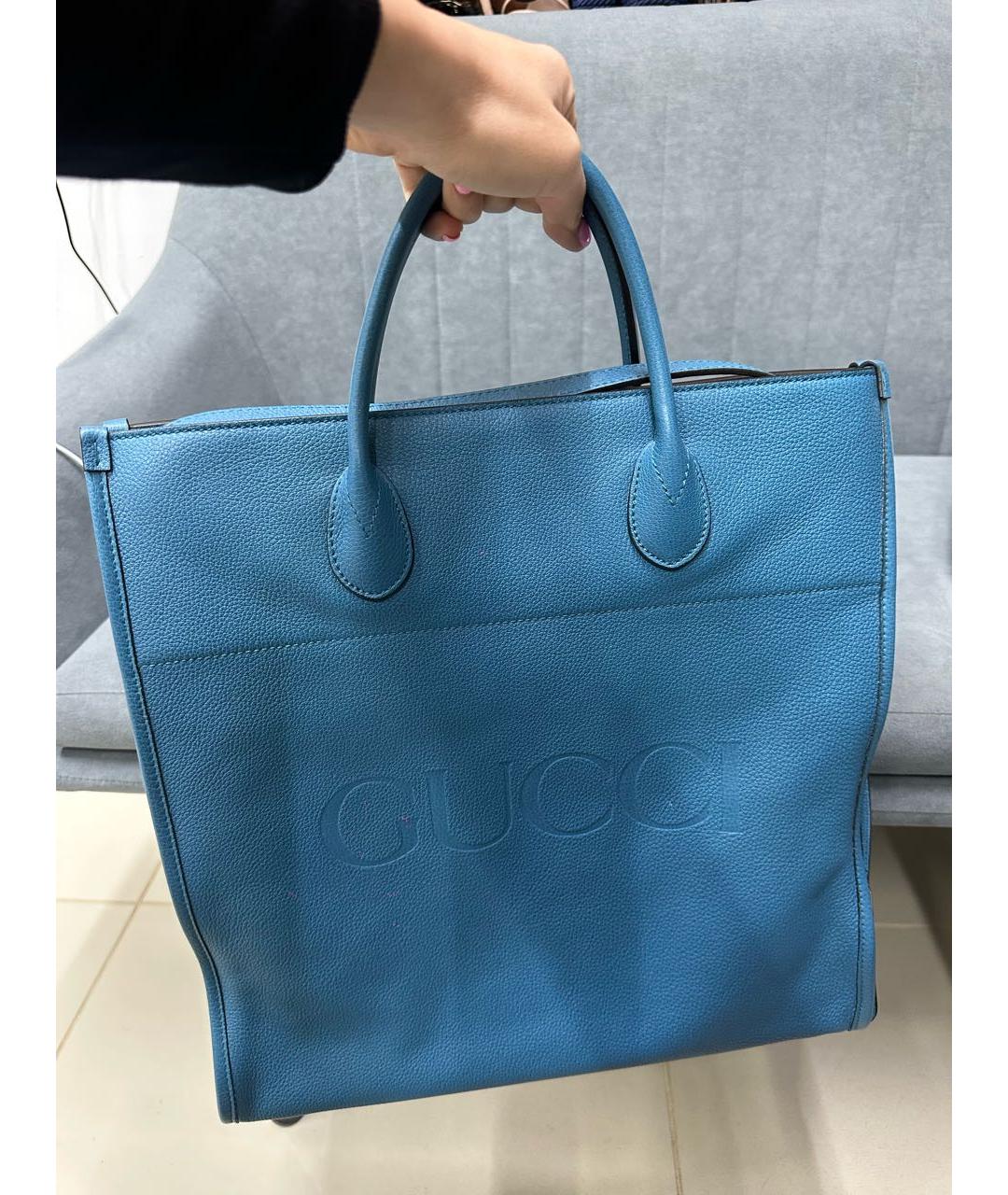 GUCCI Синяя кожаная сумка тоут, фото 5