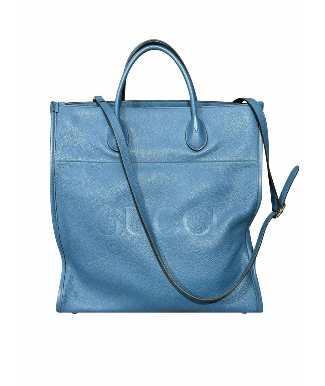 GUCCI Синяя кожаная сумка тоут, фото 1