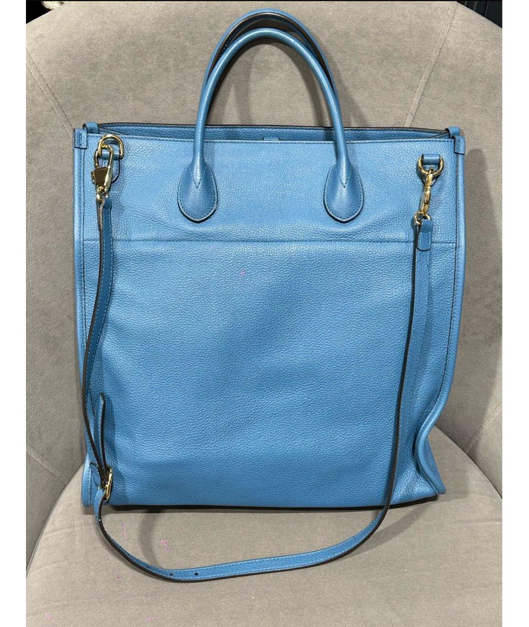 GUCCI Синяя кожаная сумка тоут, фото 2