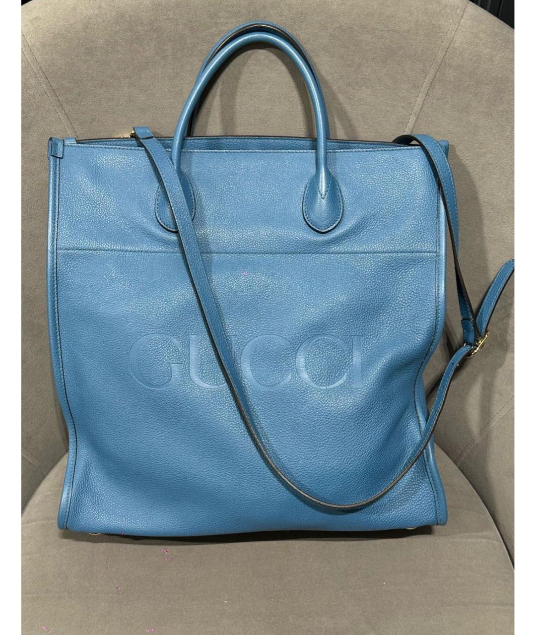 GUCCI Синяя кожаная сумка тоут, фото 7