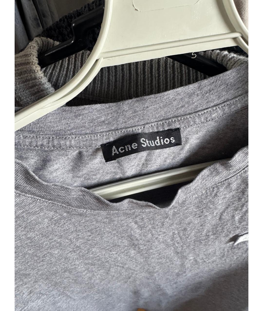 ACNE STUDIOS Серая хлопковая футболка, фото 4
