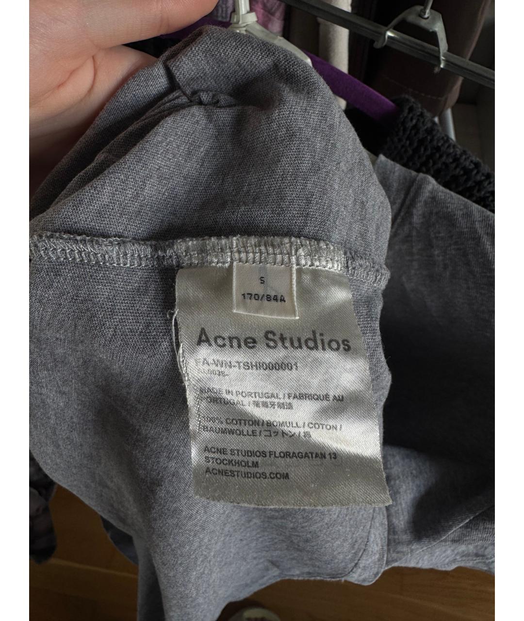 ACNE STUDIOS Серая хлопковая футболка, фото 6
