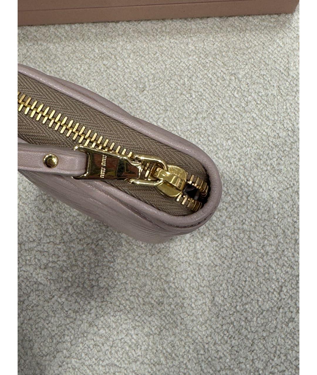 MIU MIU Бежевый кожаный кошелек, фото 4