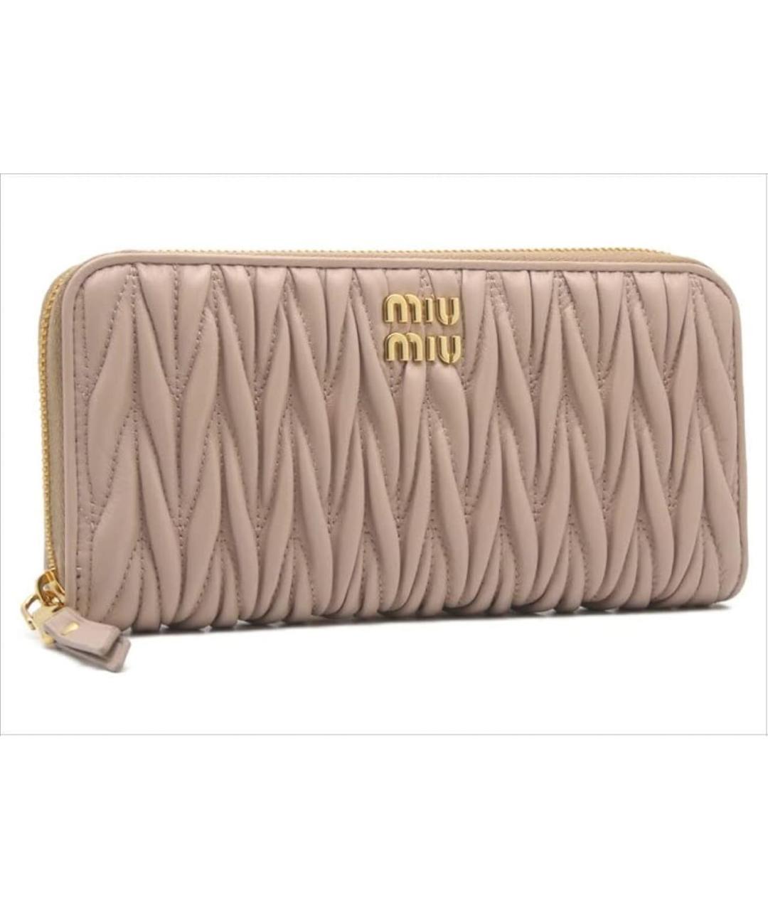 MIU MIU Бежевый кожаный кошелек, фото 9