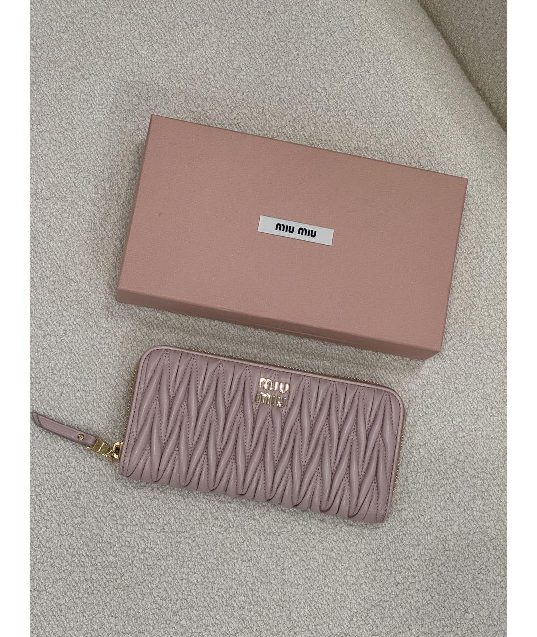 MIU MIU Бежевый кожаный кошелек, фото 2