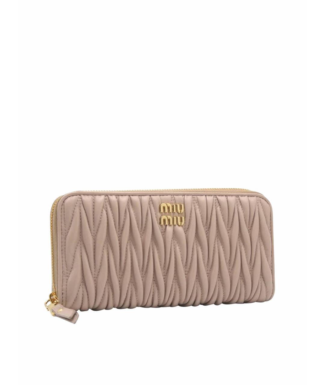 MIU MIU Бежевый кожаный кошелек, фото 1