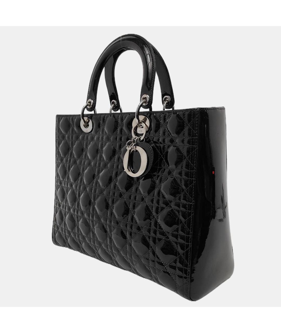 CHRISTIAN DIOR Черная сумка тоут из лакированной кожи, фото 2