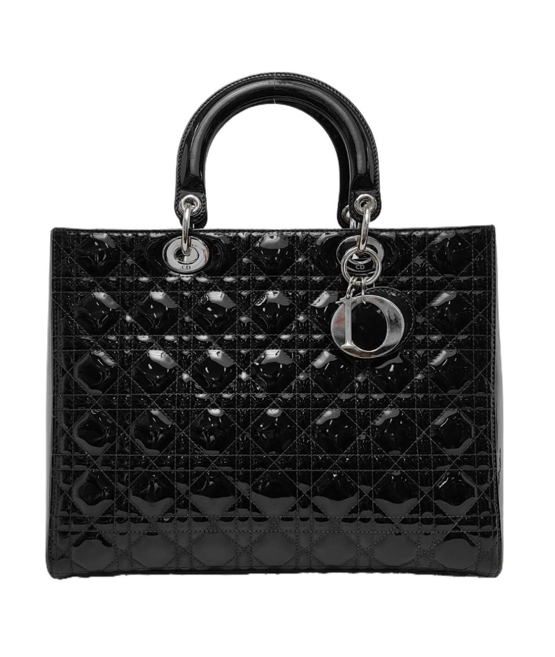 CHRISTIAN DIOR Черная сумка тоут из лакированной кожи, фото 1