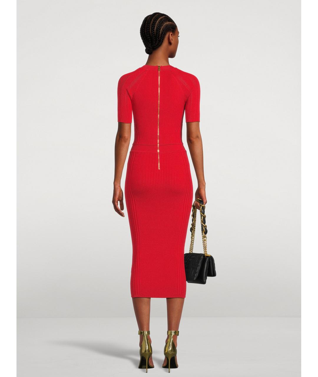 BALMAIN Красное коктейльное платье, фото 4