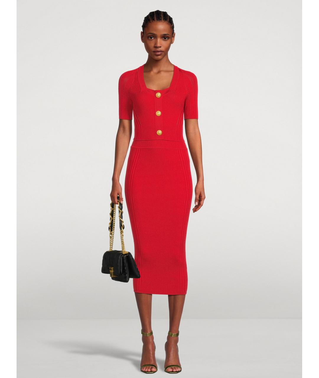 BALMAIN Красное коктейльное платье, фото 2