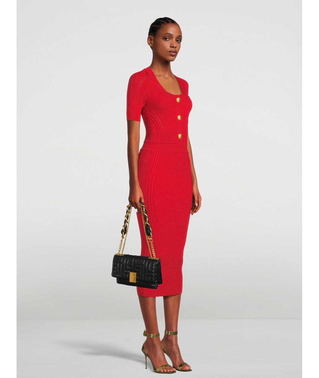 BALMAIN Красное коктейльное платье, фото 3