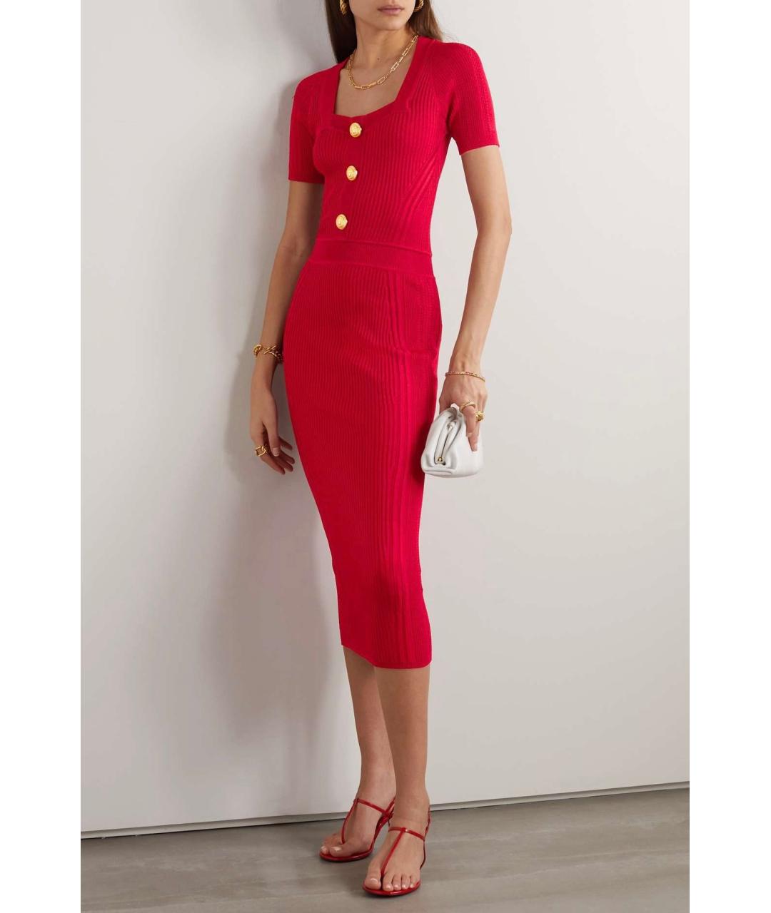 BALMAIN Красное коктейльное платье, фото 5