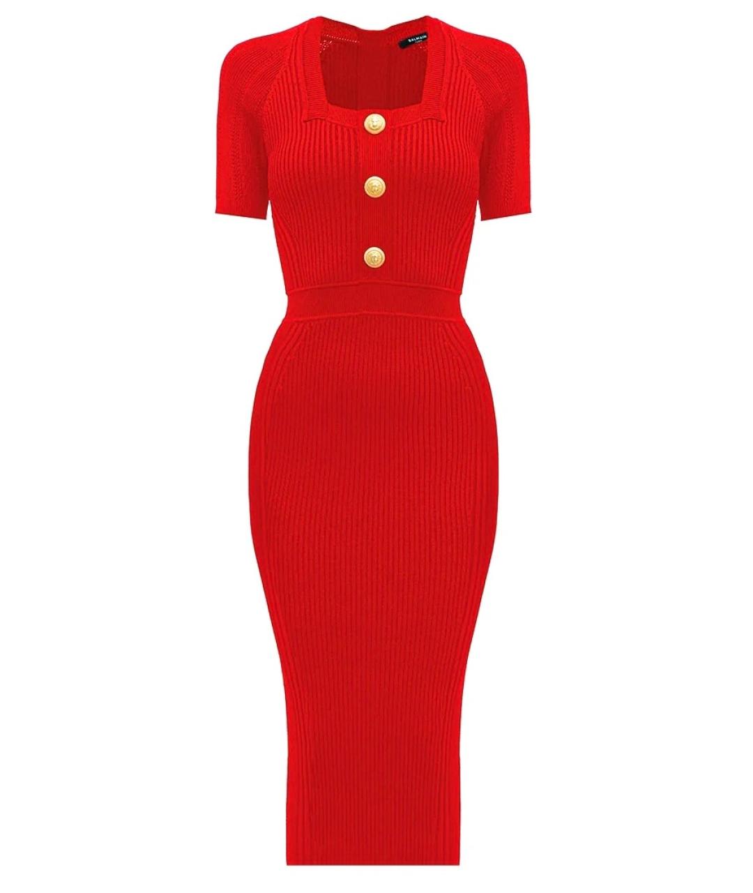 BALMAIN Красное коктейльное платье, фото 1