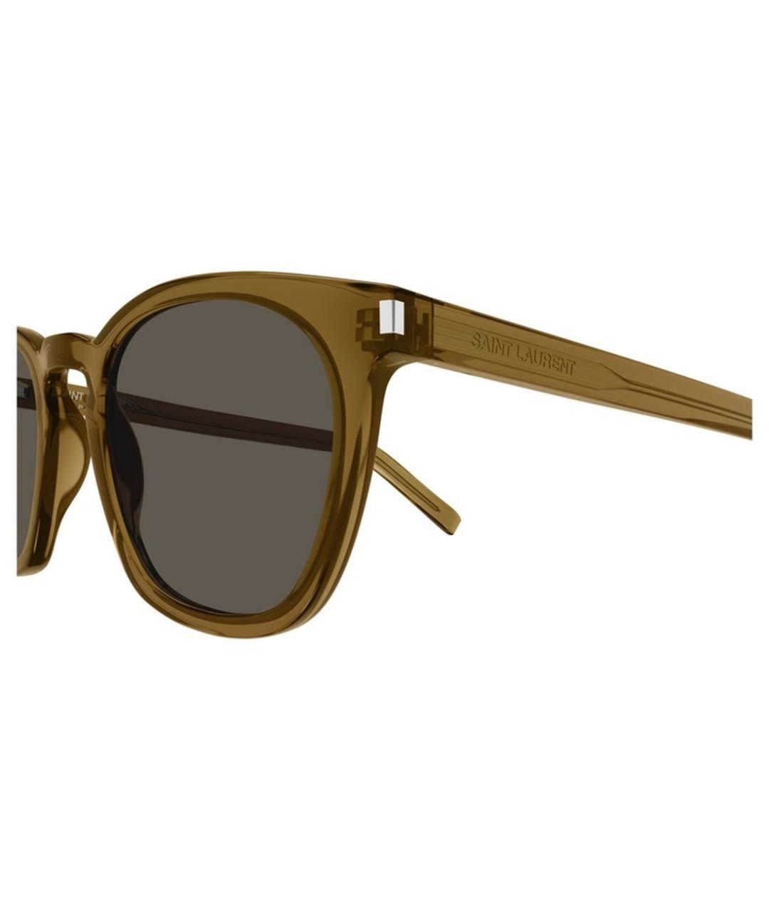 SAINT LAURENT Коричневые пластиковые солнцезащитные очки, фото 3