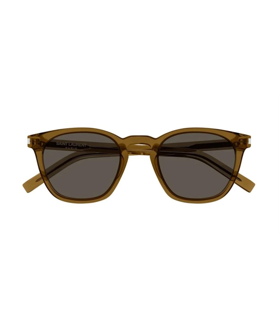 SAINT LAURENT Коричневые пластиковые солнцезащитные очки, фото 2